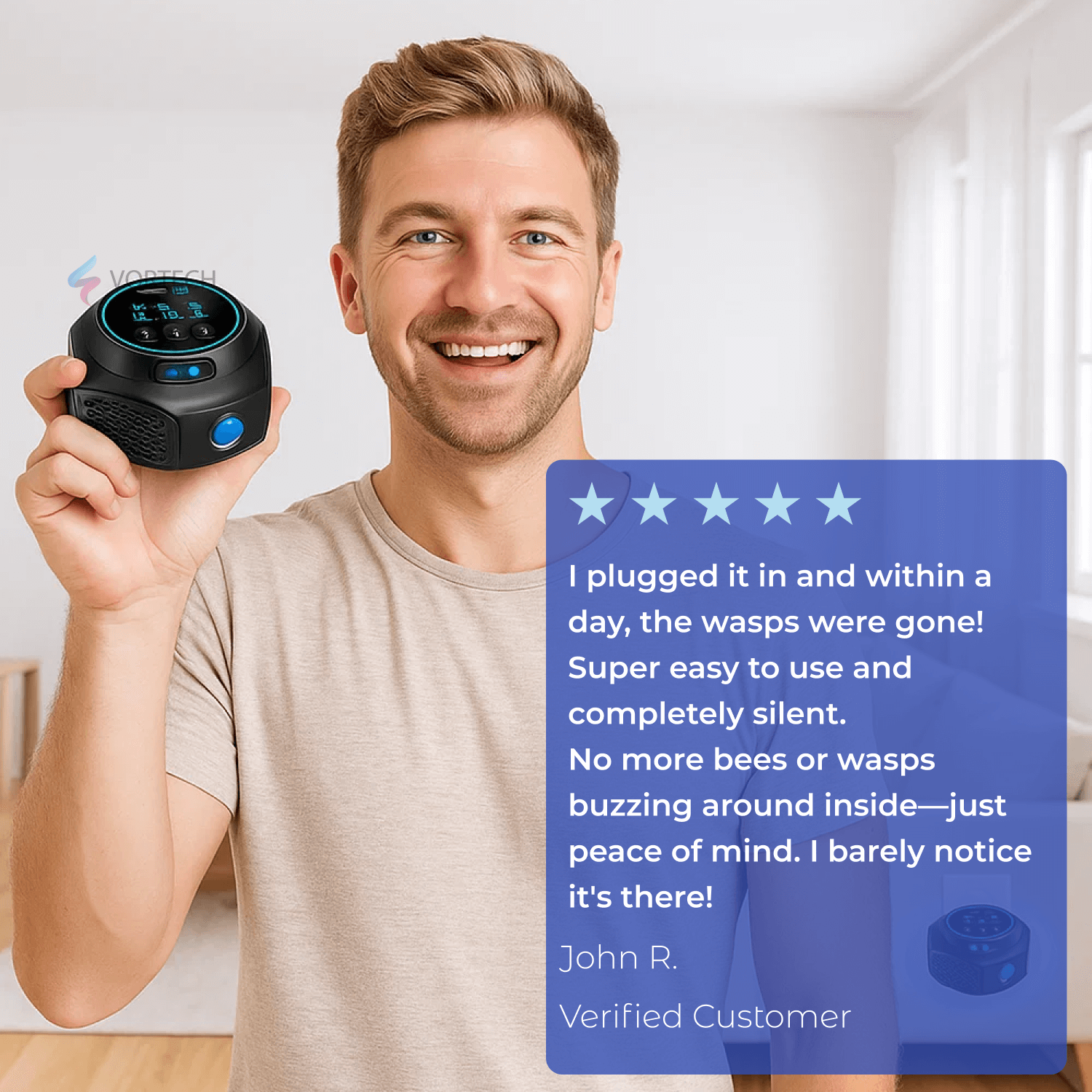 Breevo Ultrasonic Bee & Wasp Repellent For 360 Coverage