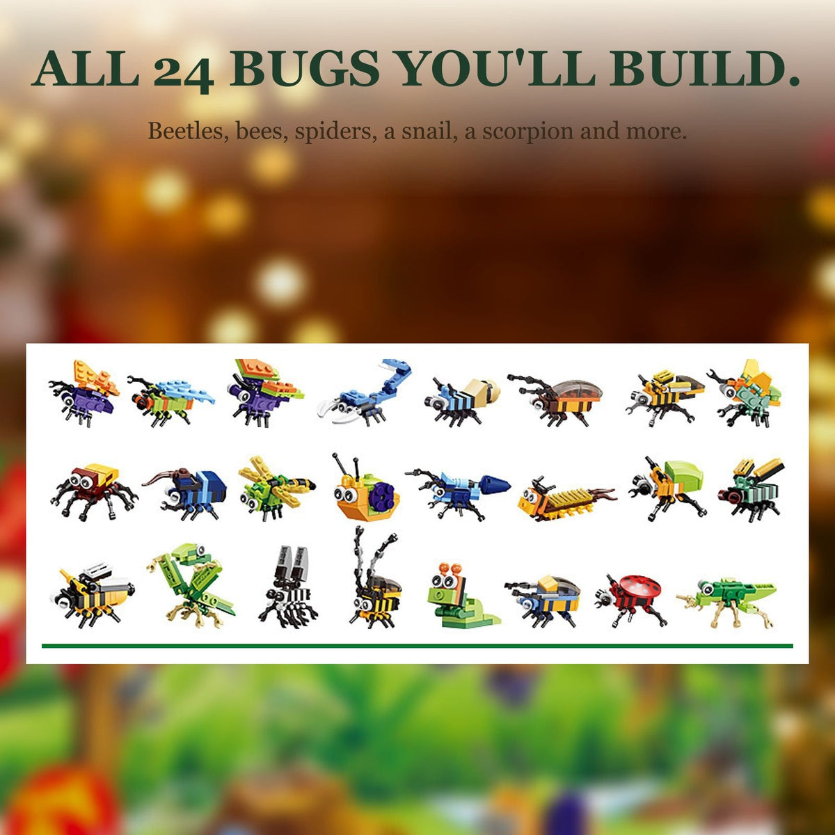 Insect Building Block Advent Calendar, 24 Bug Kits and 2 Combined Builds