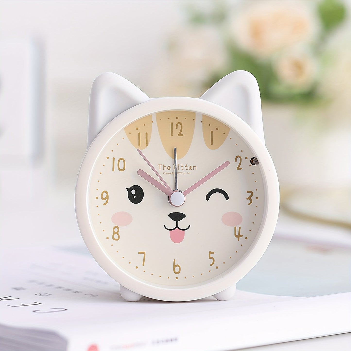 Bunny Analog Alarm Clock | Silent Movement & Night Light | Compact