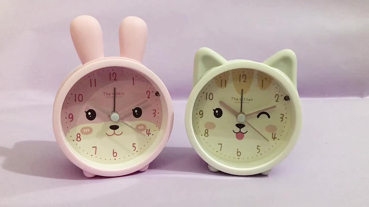 Bunny Analog Alarm Clock | Silent Movement & Night Light | Compact
