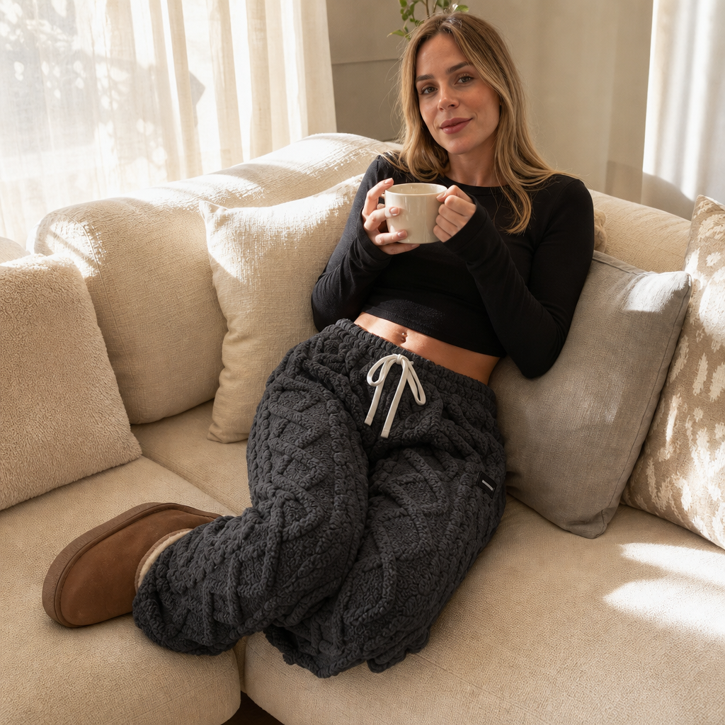 Cable-Knit Drawstring Waist Lounge Pants