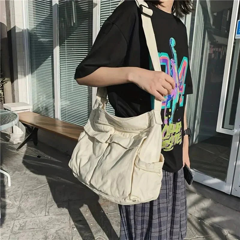 Canvas Shoulder Bag for Women – Vintage and Spacious