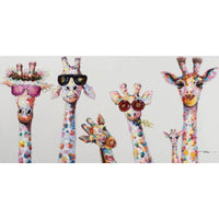 Girafes dessin animé - Peinture murale sur toile