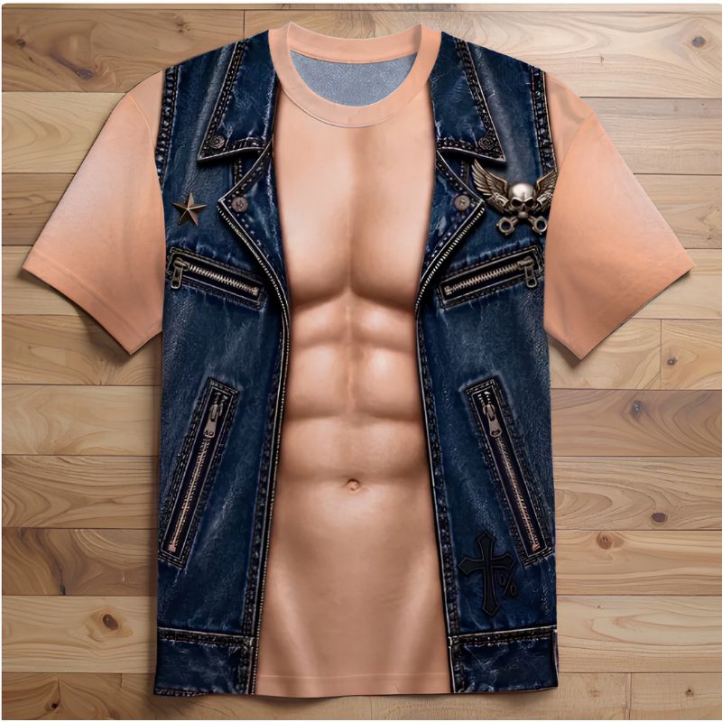 Casual, Fun, and Playful Muscle-Print Design Shirt