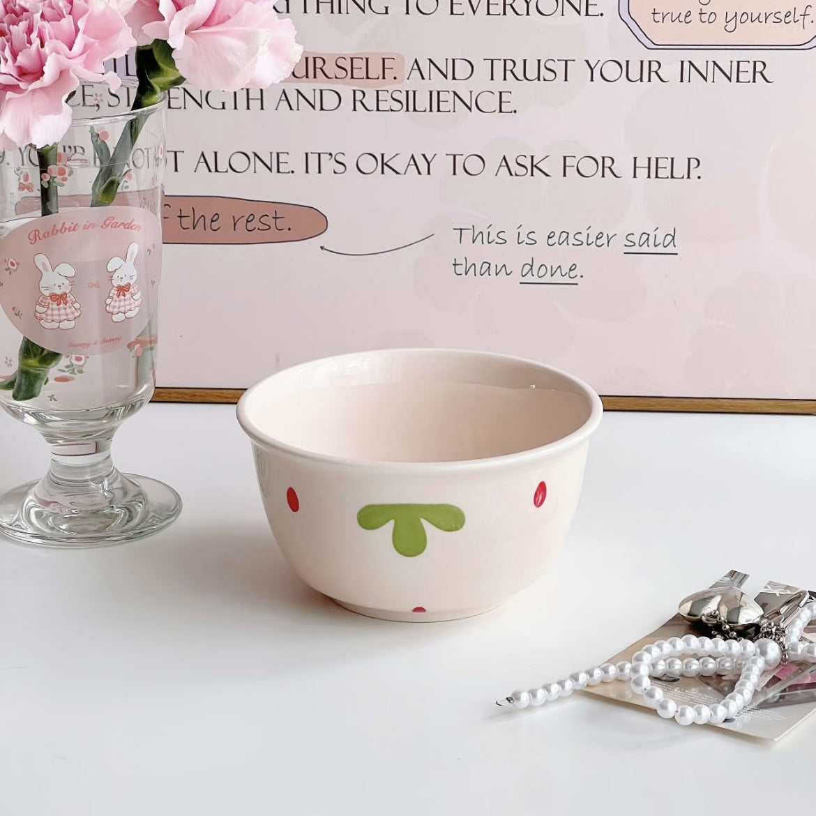 Ceramic Bowl with Strawberry Motif