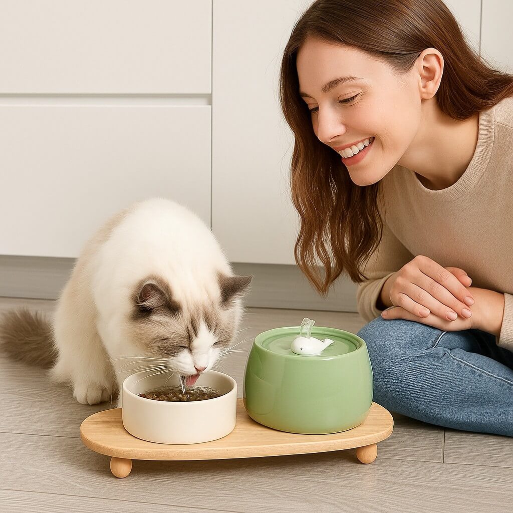 CERAMIC CAT WATER FOUNTAIN | AquaCeramic