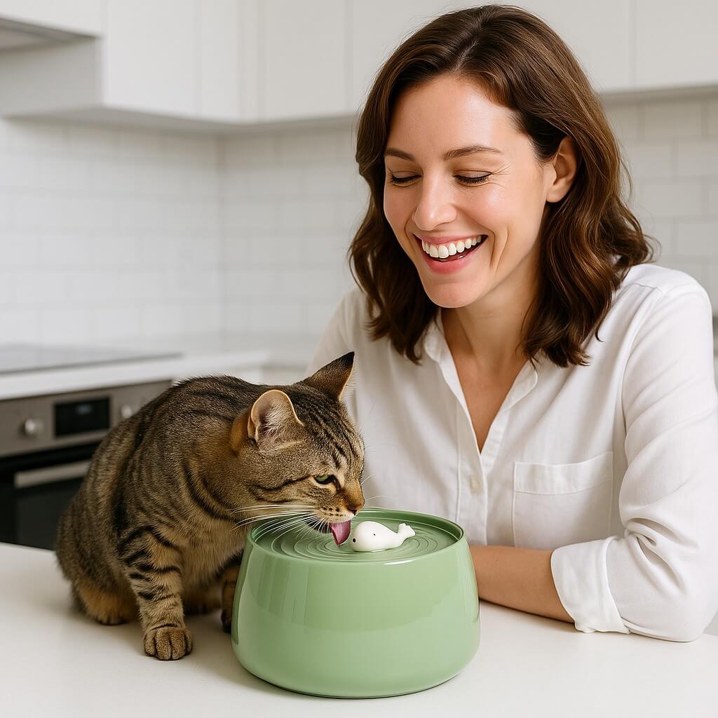 CERAMIC CAT WATER FOUNTAIN | AquaCeramic