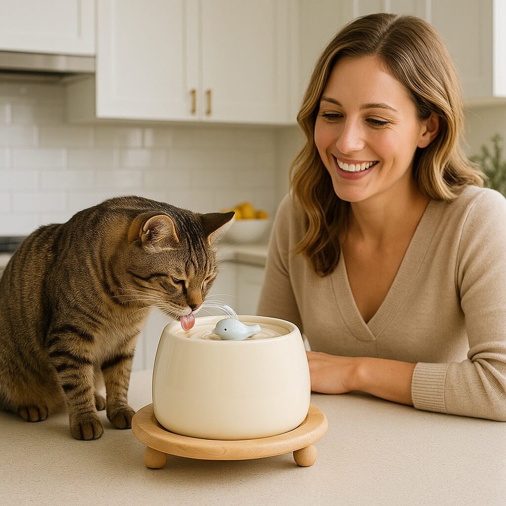 CERAMIC CAT WATER FOUNTAIN | AquaCeramic