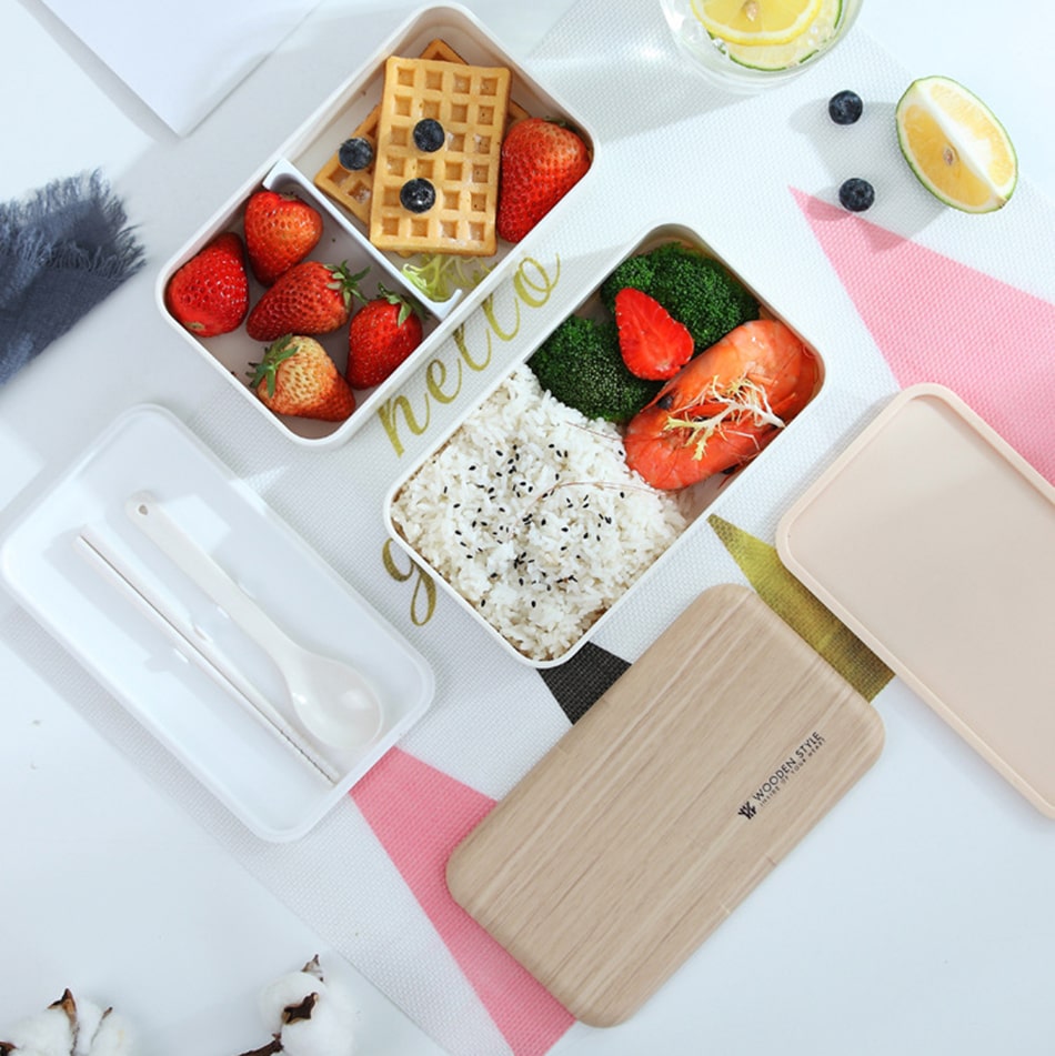 Chic Beige Wood-Look Lunch Box