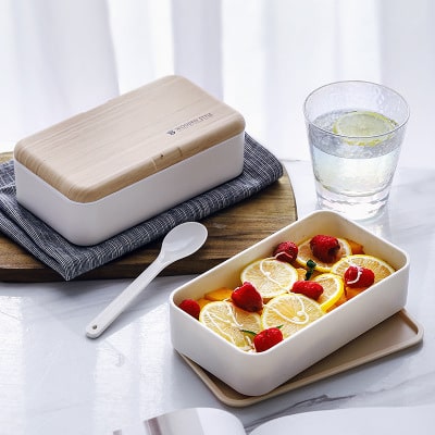 Chic Beige Wood-Look Lunch Box