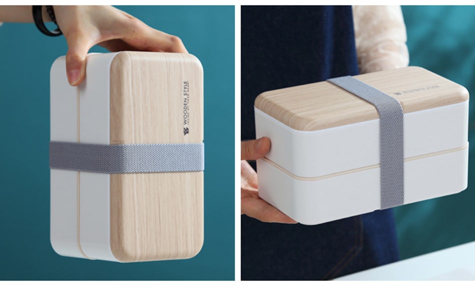 Chic Beige Wood-Look Lunch Box