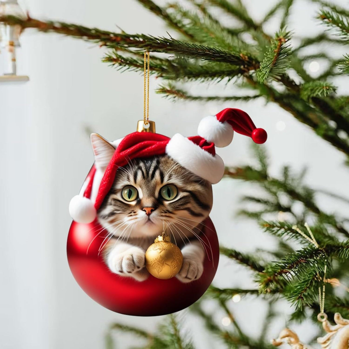 Décoration de sapin en forme de chat de Noël - Jolie décoration festive