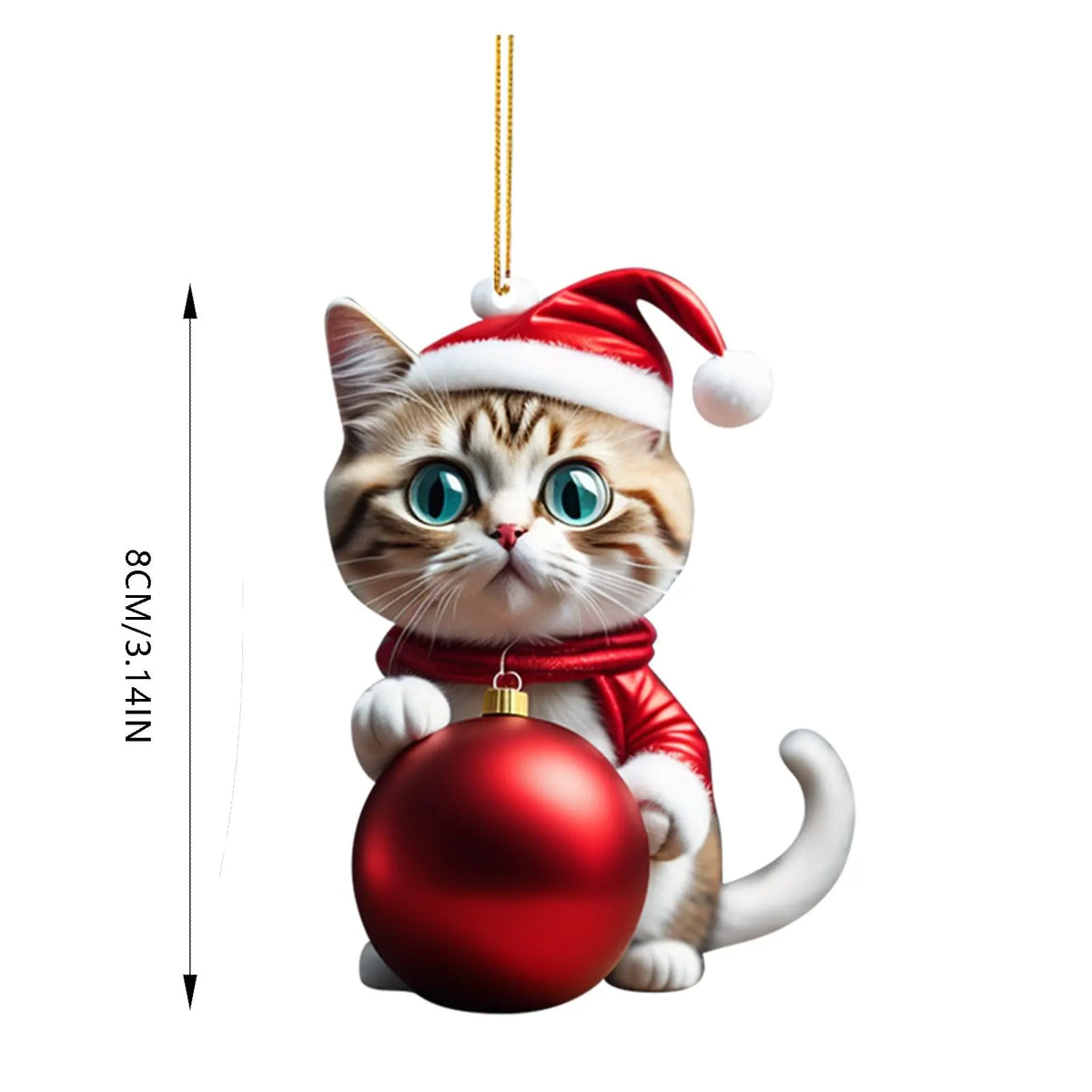 Décoration de sapin en forme de chat de Noël - Jolie décoration festive