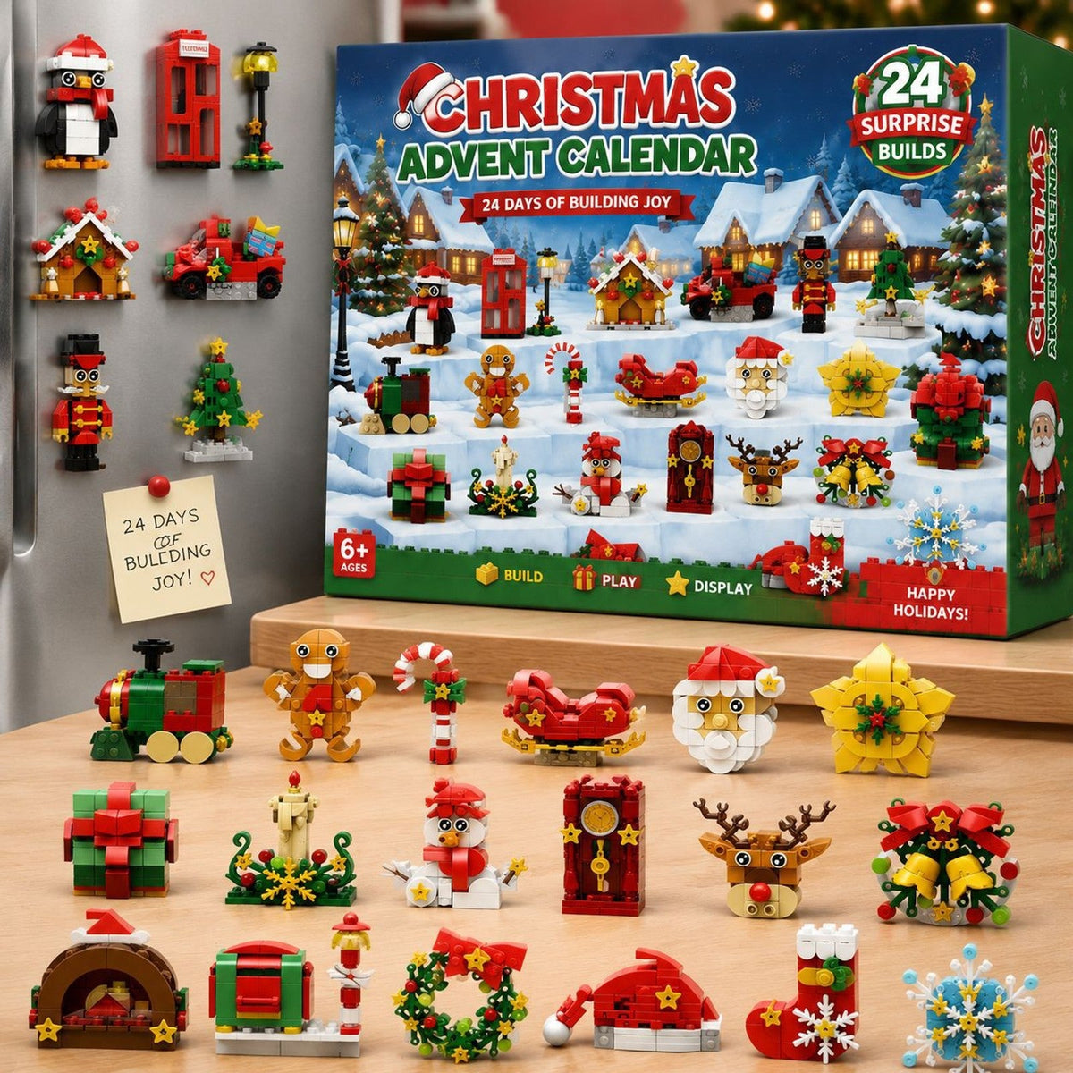 Fridge Magnet Advent Calendar, 24 Christmas Brick Builds for the Kitchen