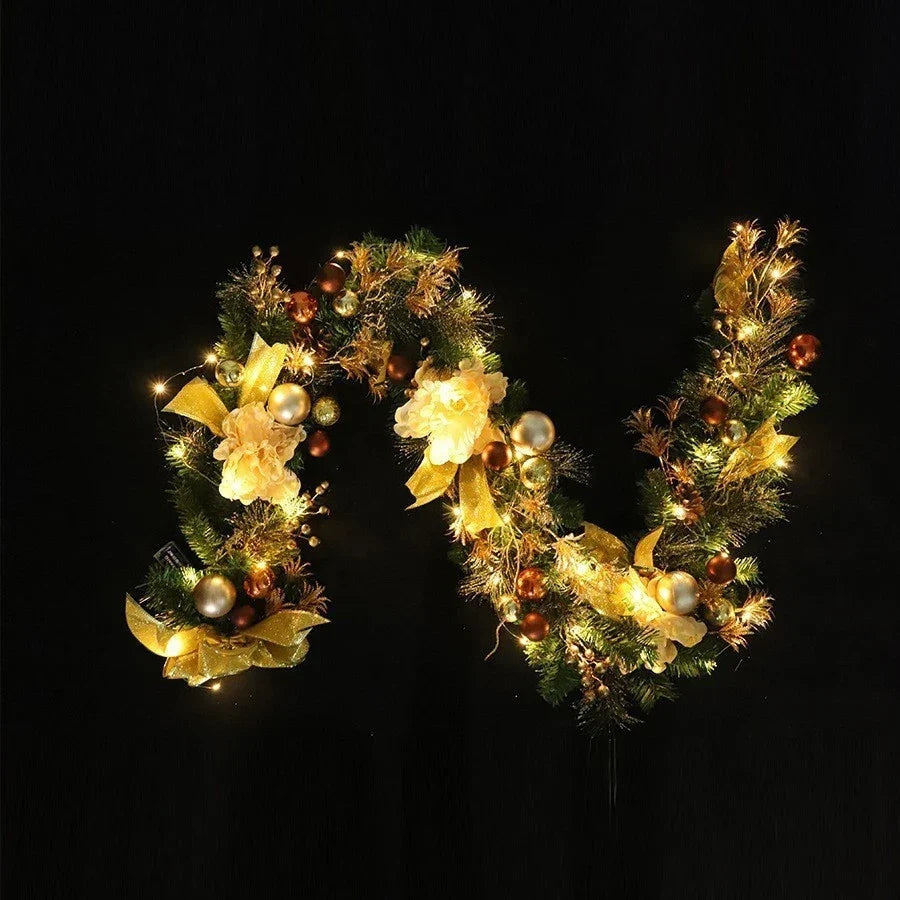 Christmas Garland for Mantel with Ornaments, Artificial Pine and Faux Roses