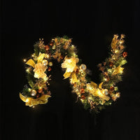Christmas Garland for Mantel with Ornaments, Artificial Pine and Faux Roses