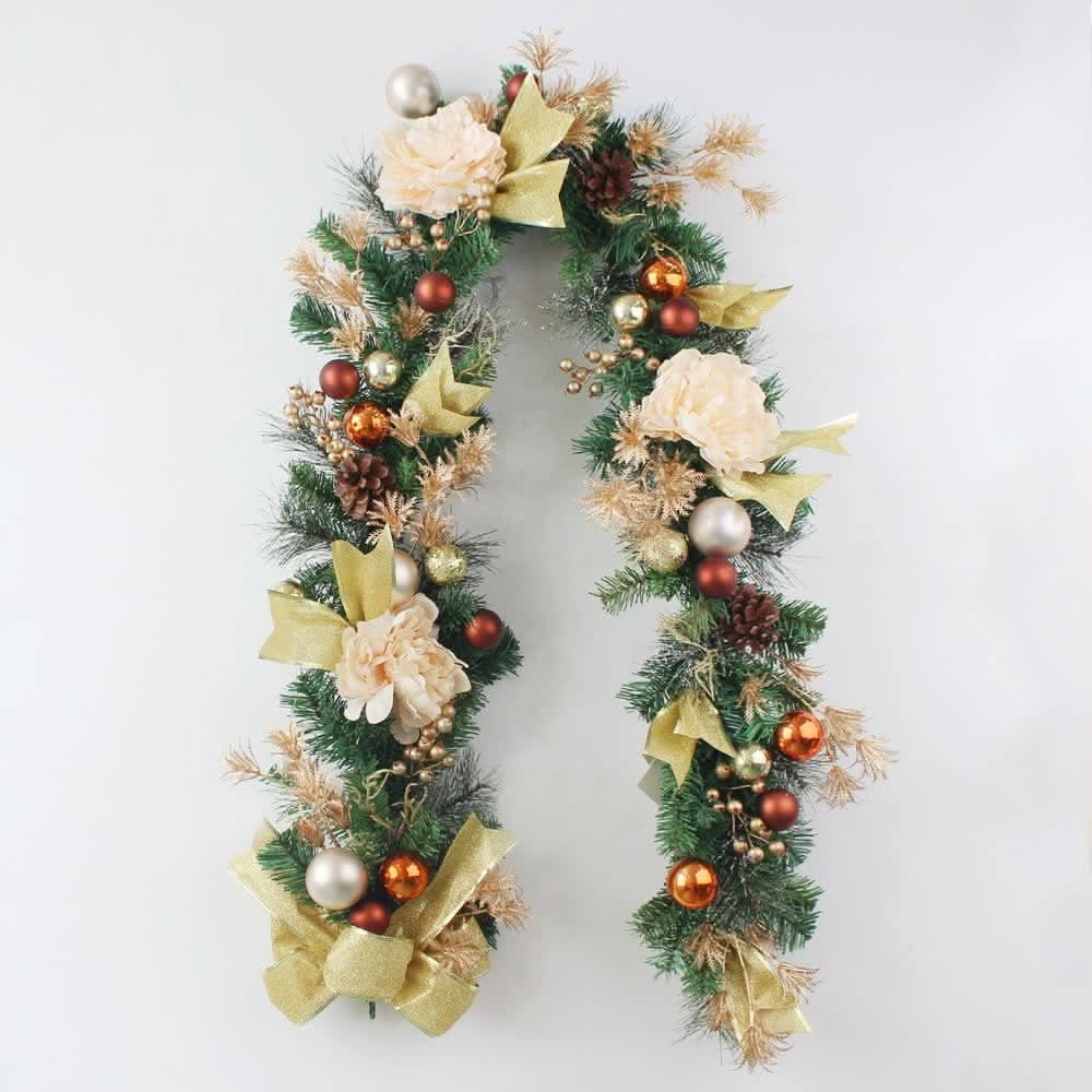 Christmas Garland for Mantel with Ornaments, Artificial Pine and Faux Roses