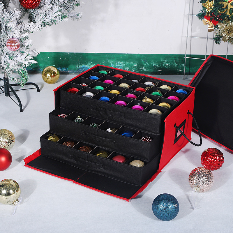 Christmas Ornament Storage Box with Stackable Trays and Dividers