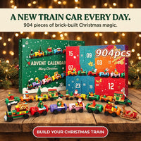 Brick Christmas Train Advent Calendar, 904 Pieces, Engines, Wagons and Reindeer Sleigh