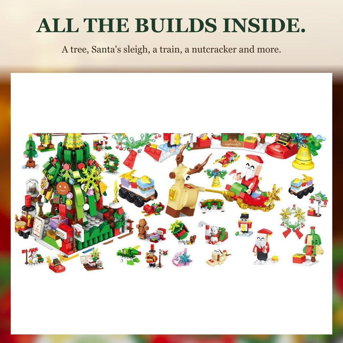 Santa's Sleigh and Christmas Tree Building Block Advent Calendar, Numbered Boxes