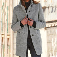 Manteau classique en laine pour femme avec fermeture à boutons rétro