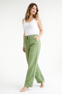 Pantalon ample taille haute à cordon