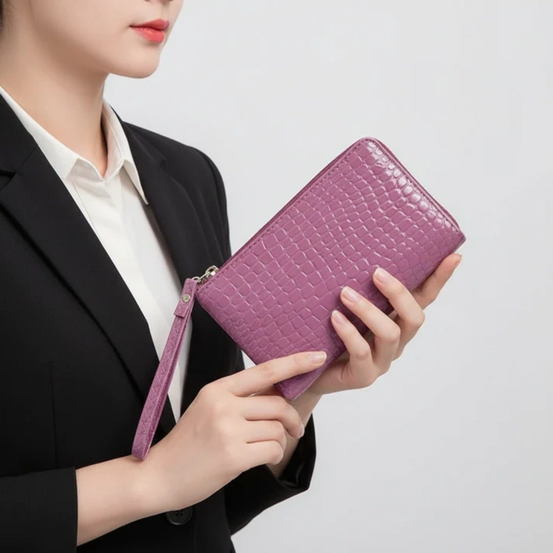 Compact Croc-Effect Wallet