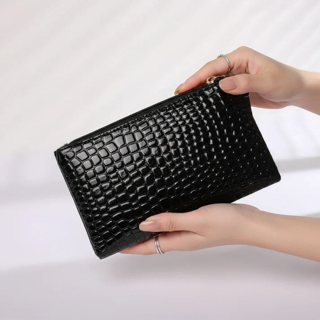 Compact Croc-Effect Wallet