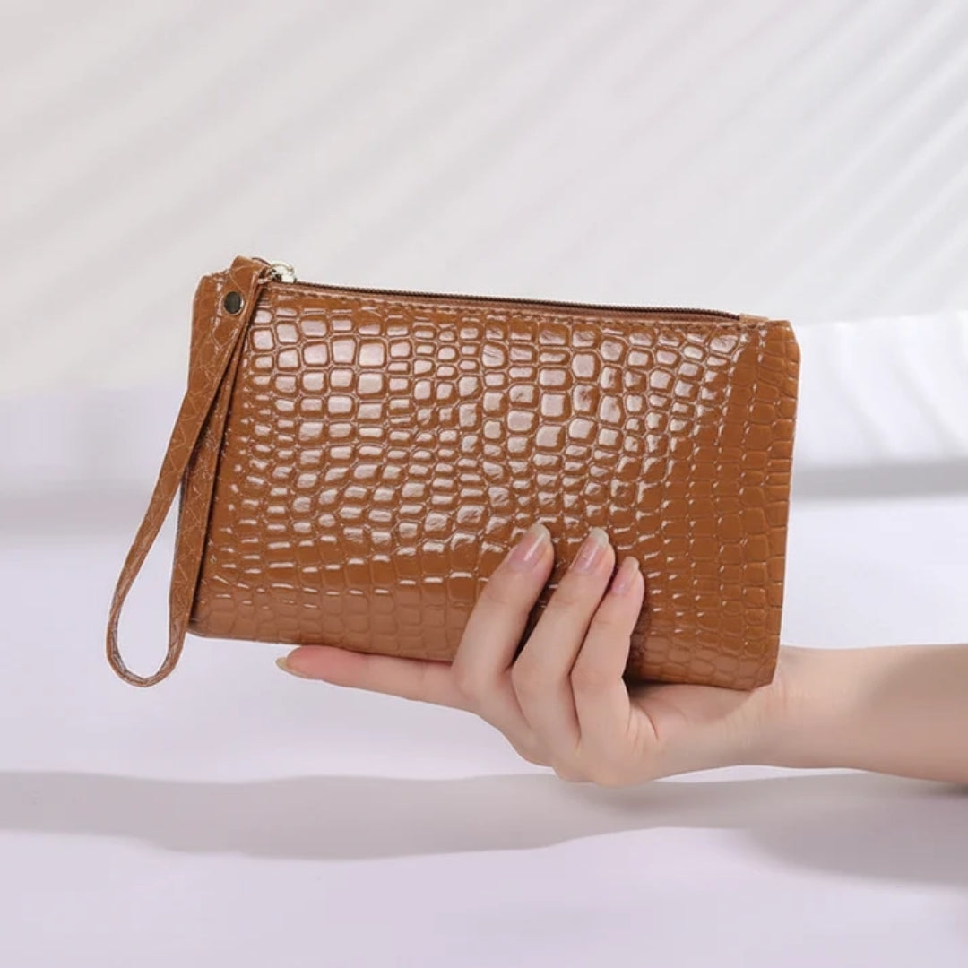 Compact Croc-Effect Wallet