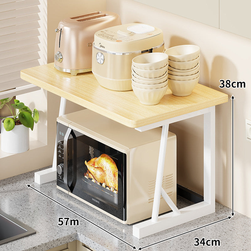 Compact Two-Tier Kitchen Microwave and Appliance Stand with Heat-Resistant Top and Open Lower Storage