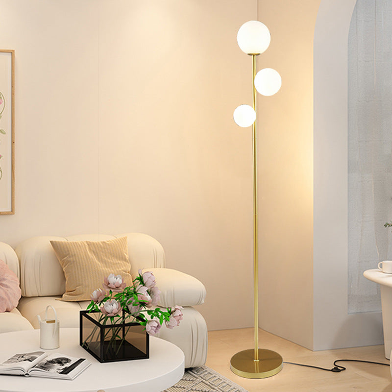 Contemporary 3-Light Round Ball Acrylic and Iron Standing Floor Lamp for Bedroom