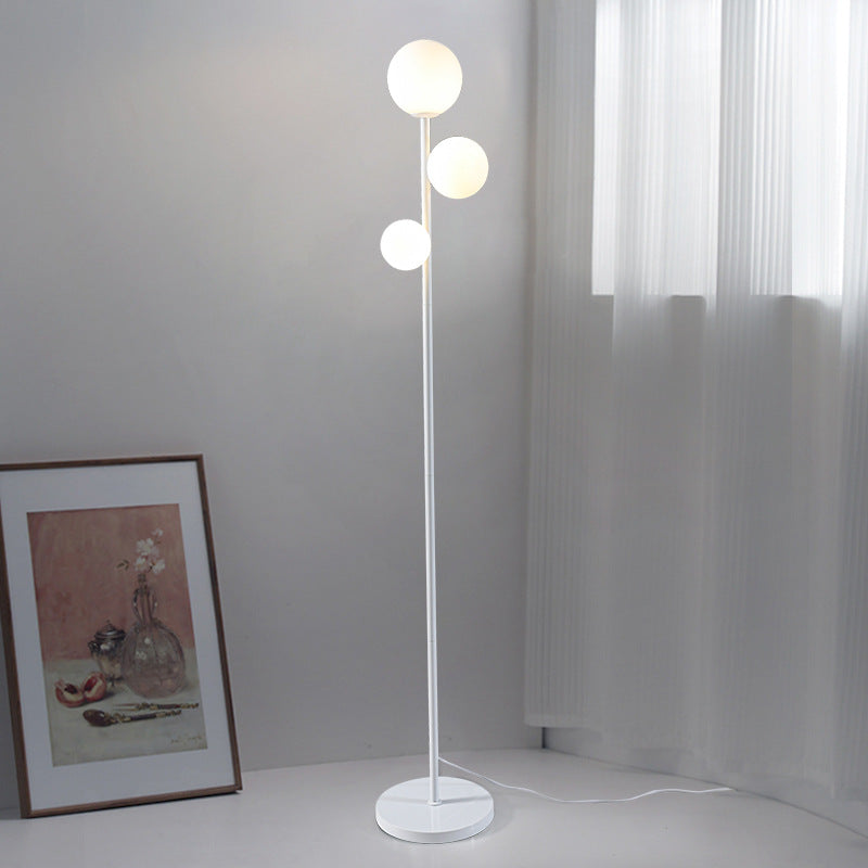 Contemporary 3-Light Round Ball Acrylic and Iron Standing Floor Lamp for Bedroom
