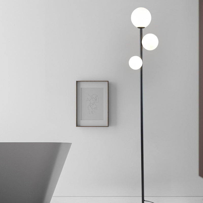 Contemporary 3-Light Round Ball Acrylic and Iron Standing Floor Lamp for Bedroom