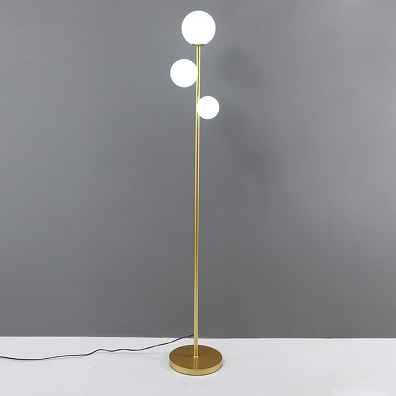 Contemporary 3-Light Round Ball Acrylic and Iron Standing Floor Lamp for Bedroom