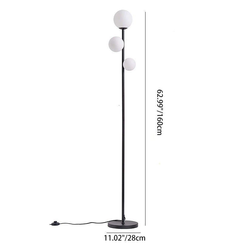 Contemporary 3-Light Round Ball Acrylic and Iron Standing Floor Lamp for Bedroom