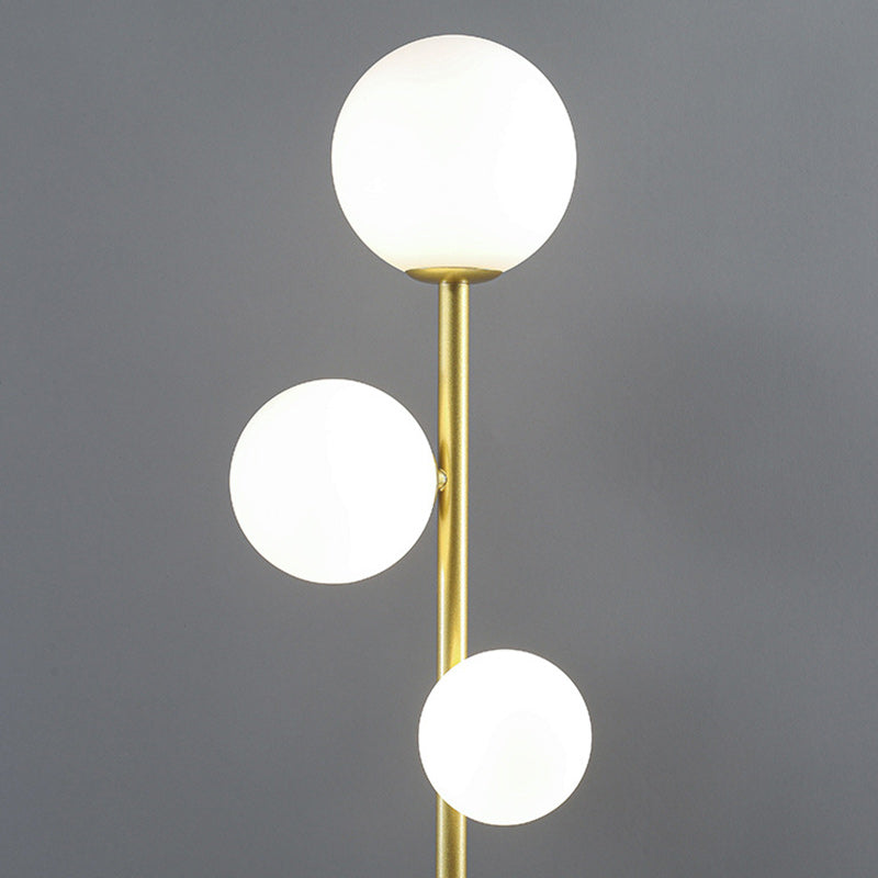 Contemporary 3-Light Round Ball Acrylic and Iron Standing Floor Lamp for Bedroom
