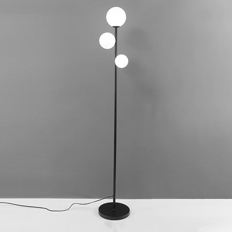 Contemporary 3-Light Round Ball Acrylic and Iron Standing Floor Lamp for Bedroom