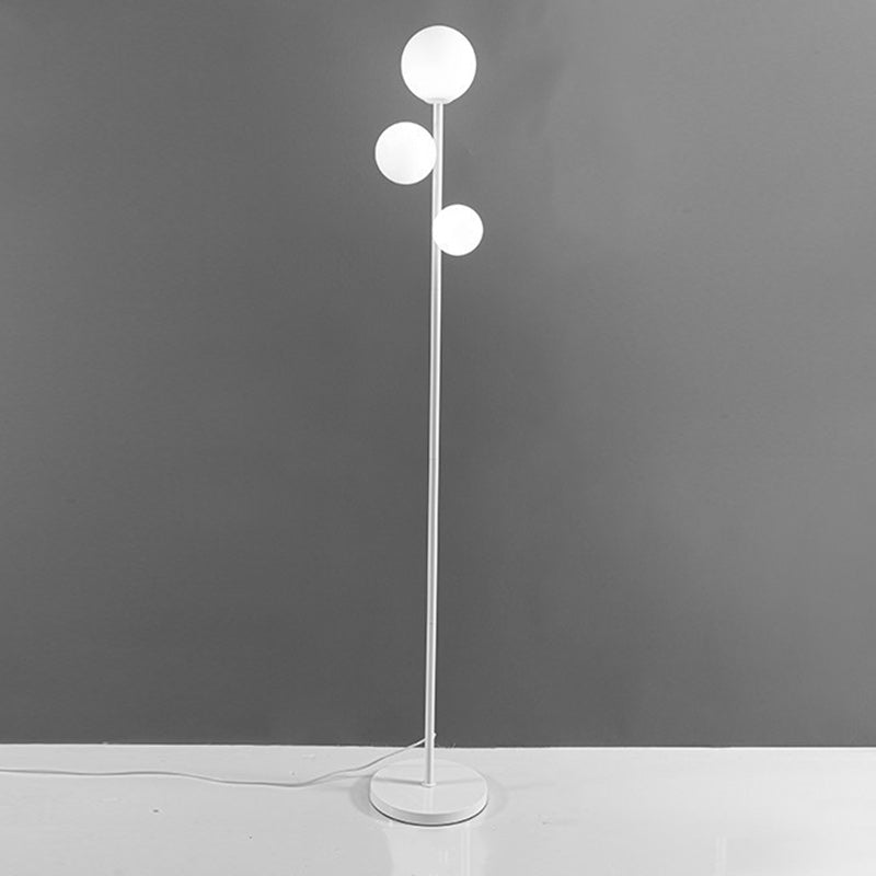 Contemporary 3-Light Round Ball Acrylic and Iron Standing Floor Lamp for Bedroom