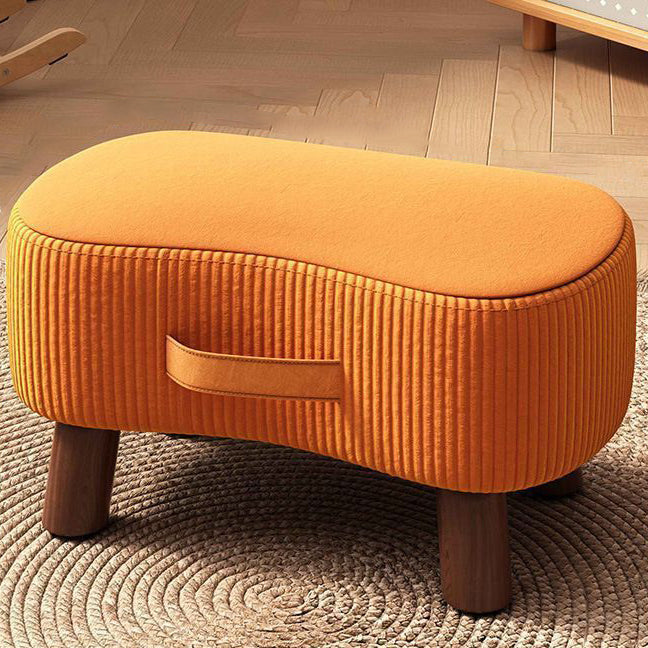 Contemporary Nordic Portable Cuboid Footstool in Synthetic Fabric with Pine Wood, Backless and Armless for Living Room