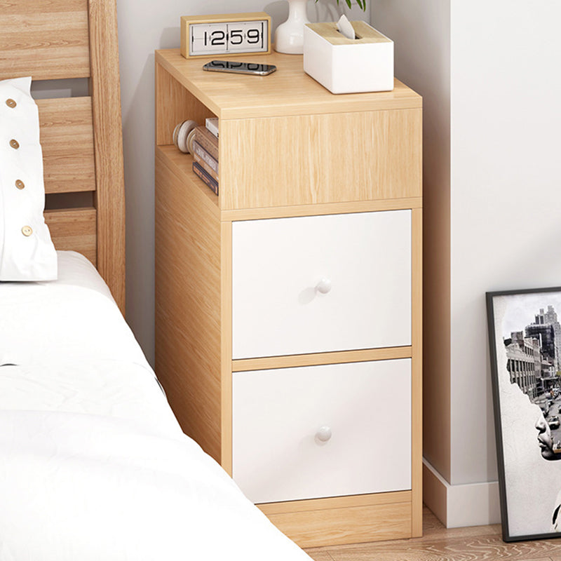 Contemporary Scandinavian 2-Drawer MDF Bedroom Nightstand with Square Tabletop