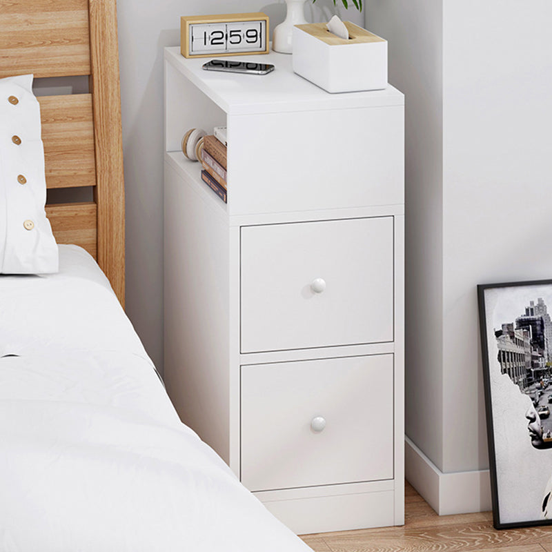 Contemporary Scandinavian 2-Drawer MDF Bedroom Nightstand with Square Tabletop