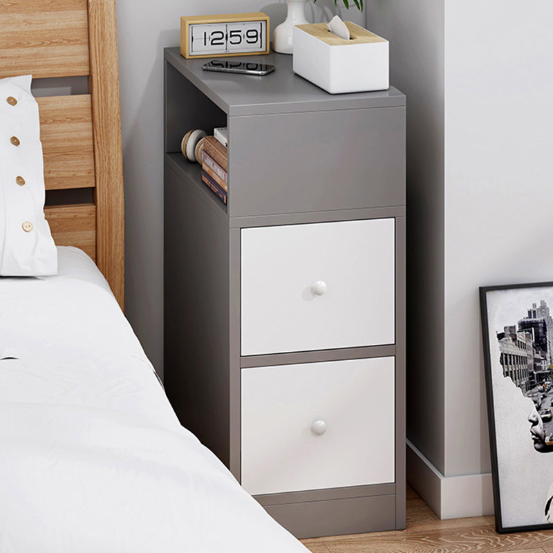 Contemporary Scandinavian 2-Drawer MDF Bedroom Nightstand with Square Tabletop