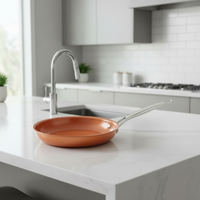 COPPER PAN - Poêle professionnelle en cuivre avec revêtement antiadhésif et répartition parfaite de la chaleur