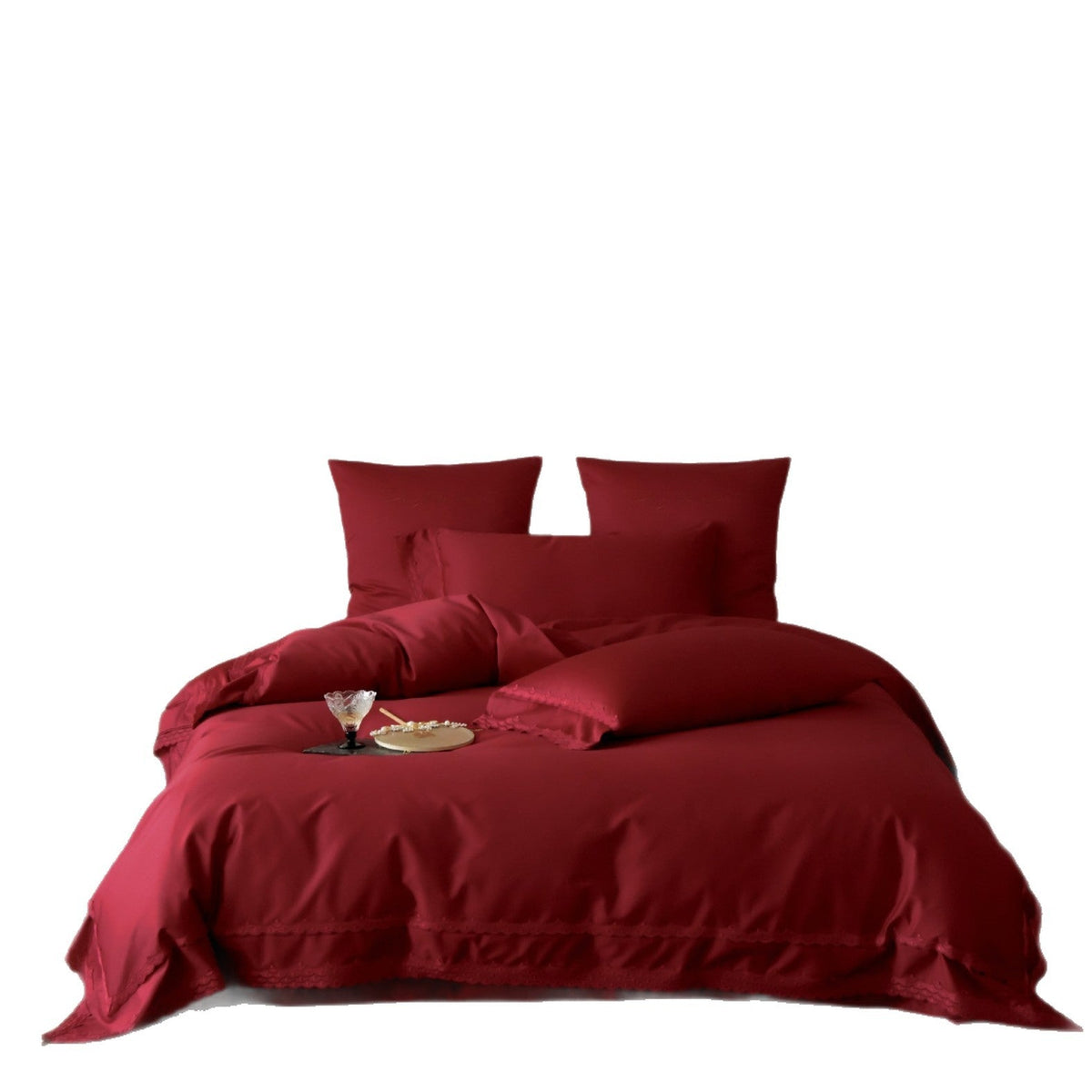 Cotton Sateen Bed Linen Set with Lace Border and Extra-Soft Finish