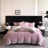 Cotton Sateen Bedding Set with Contrast Trim