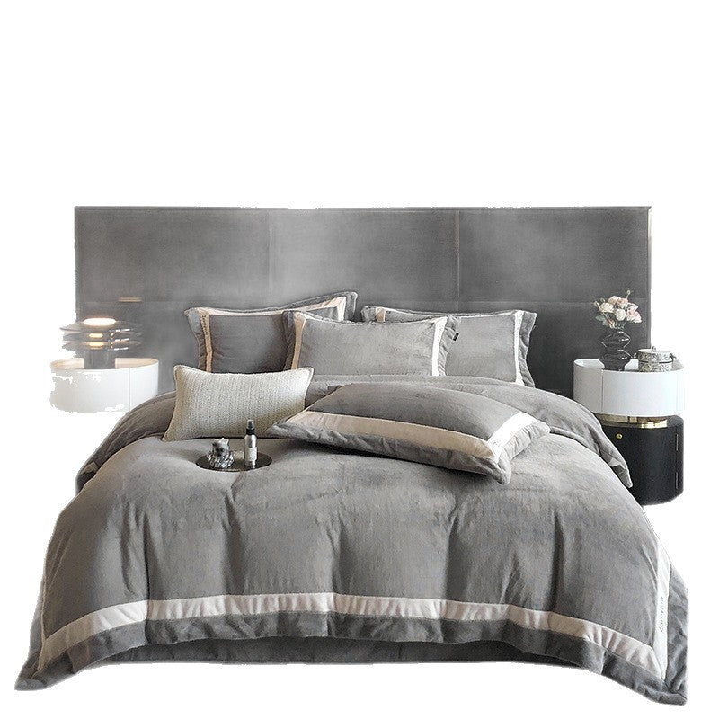 Cotton Sateen Bedding Set with Contrast Trim