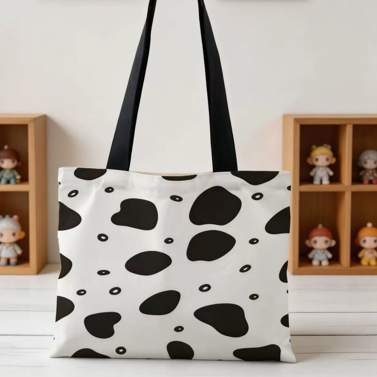 Cow Print Canvas Tote Bag