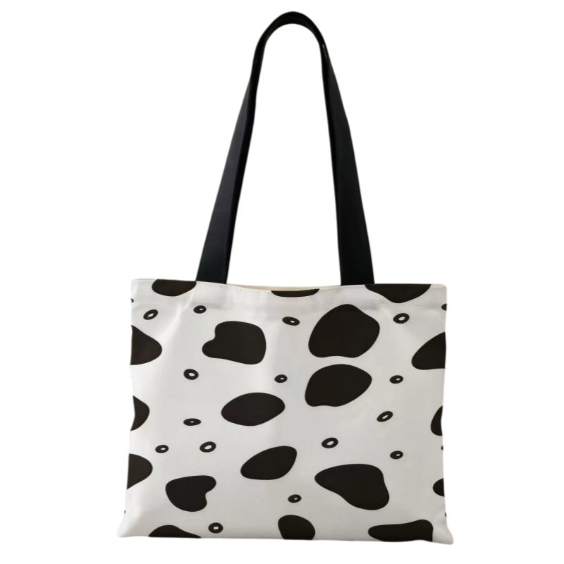 Cow Print Canvas Tote Bag