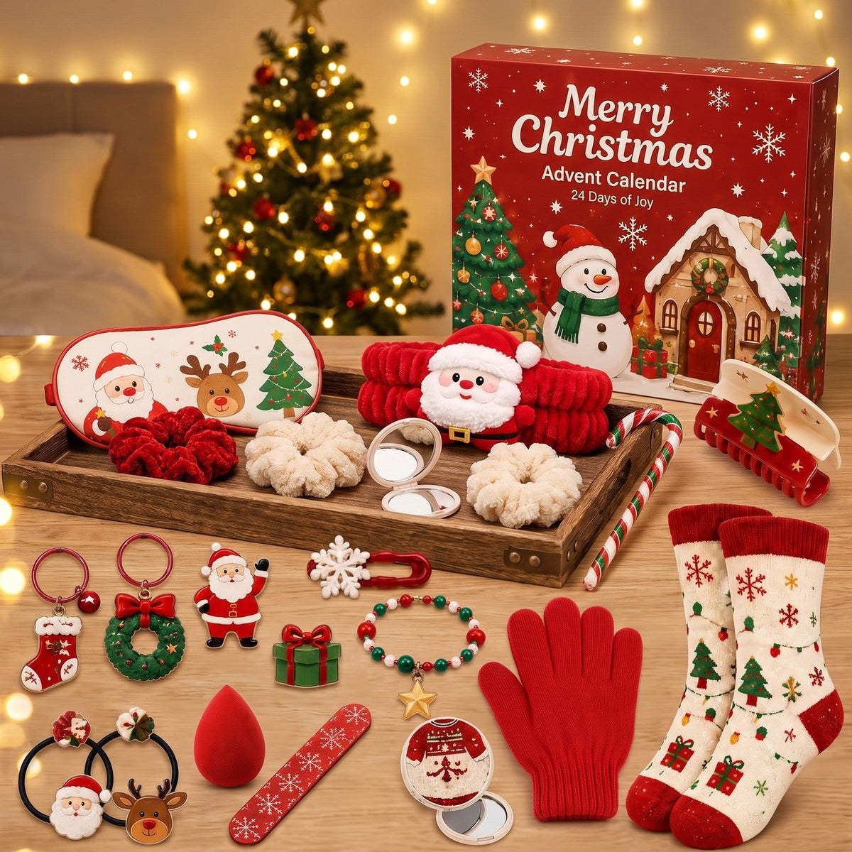 24-Day Christmas Advent Calendar with Hair, Spa, Beauty and Winter Accessories
