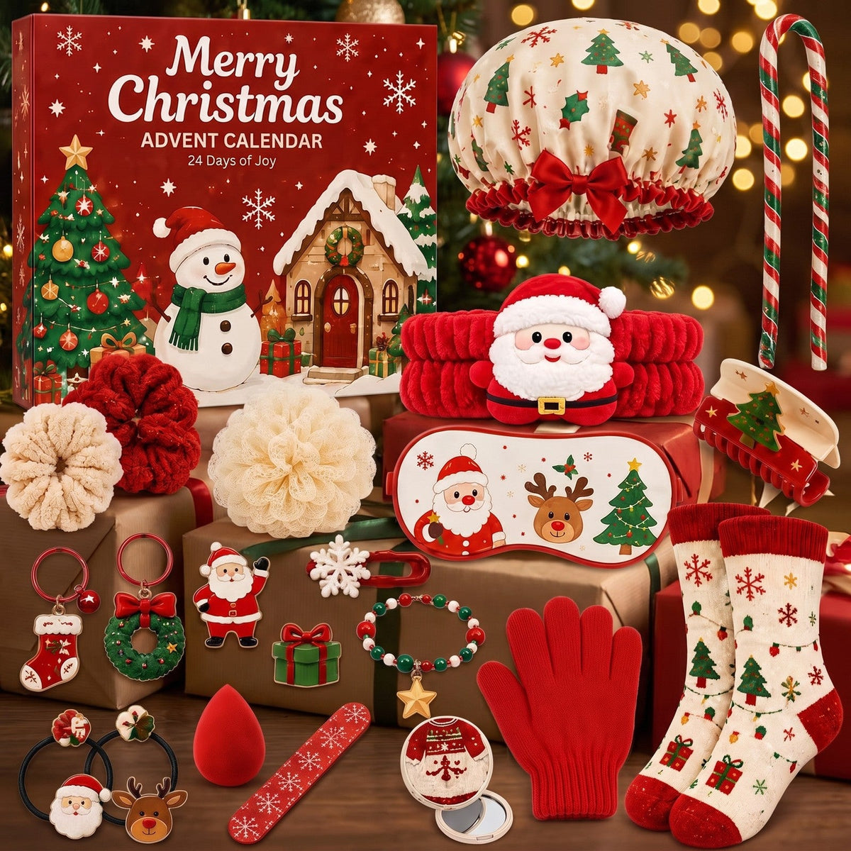 24-Day Christmas Advent Calendar with Hair, Spa, Beauty and Winter Accessories